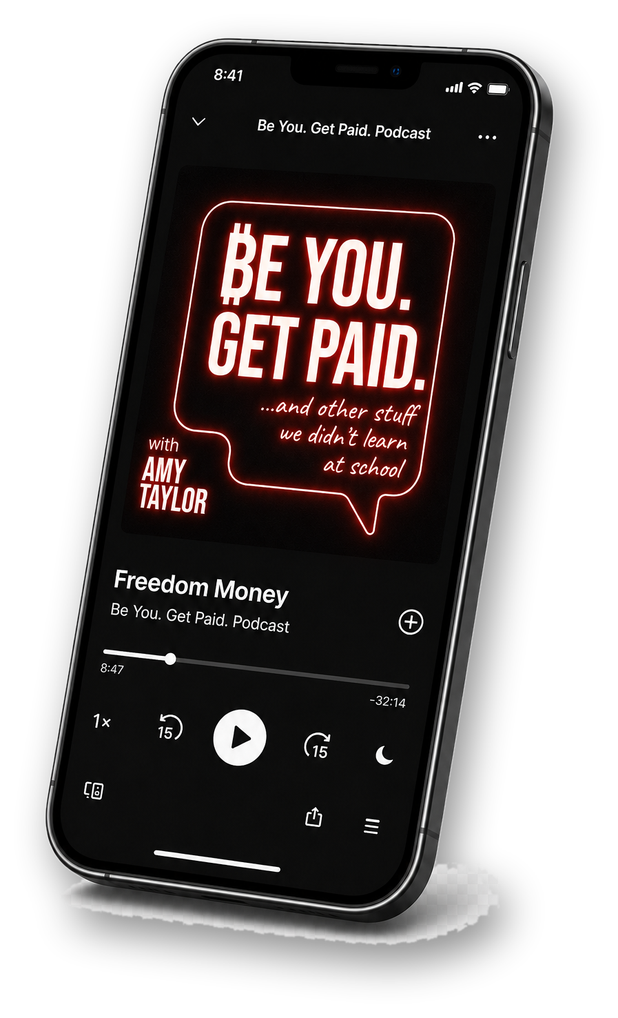 Be You. Get Paid. podcast playing on iPhone